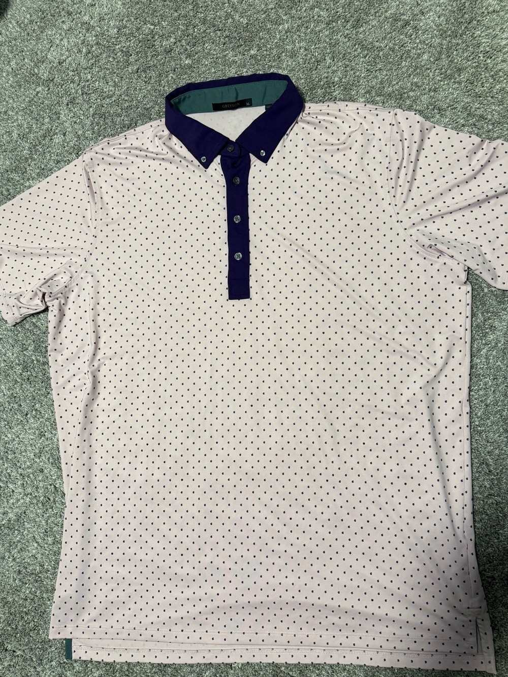 Greyson Light Pink Polo with Purple Collar and Placket Mens XL